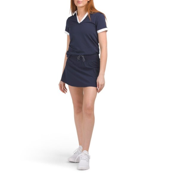 90 DEGREE BY REFLEX Peacoat V-neck Polo And Skort Set